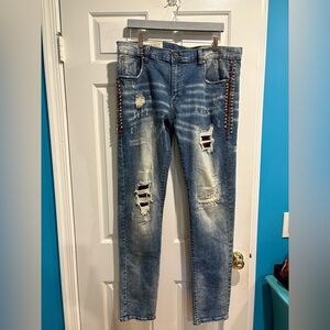 Industrial Indigo  men’s jeans slim rhinestones 38 34